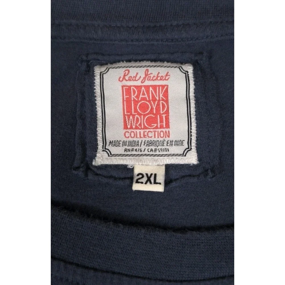 Frank Lloyd Wright Red Jacket Collection Blue Tshirt Mens Size 2XL